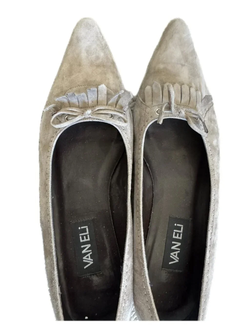 Vaneli suede slide on low heel flats loafers taupe mushroom Sz 9.5 M